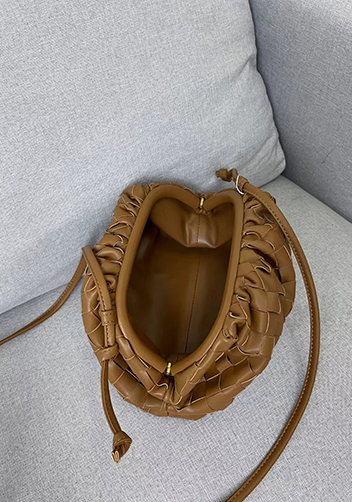 Dina Woven Leather Clutch Shoulder Small Bag Brown