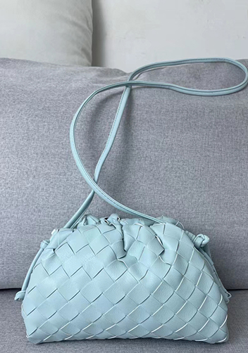 Dina Woven Leather Clutch Shoulder Small Bag Blue