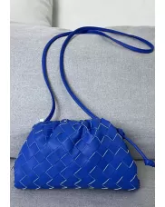 Dina Woven Leather Clutch Shoulder Small Bag Electric Blue