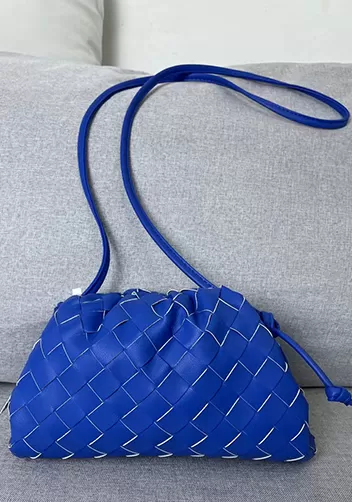 Dina Woven Leather Clutch Shoulder Small Bag Electric Blue