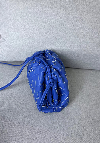 Dina Woven Leather Clutch Shoulder Small Bag Electric Blue