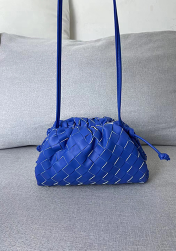 Dina Woven Leather Clutch Shoulder Small Bag Electric Blue