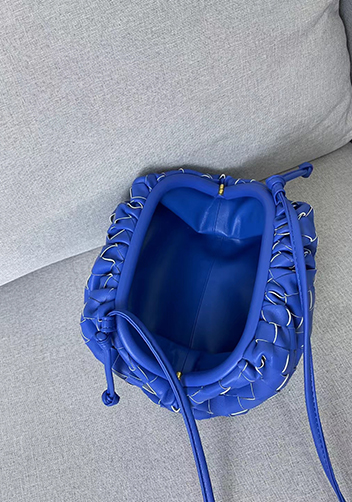 Dina Woven Leather Clutch Shoulder Small Bag Electric Blue