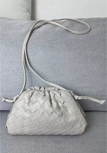 Dina Woven Leather Clutch Shoulder Small Bag Cream