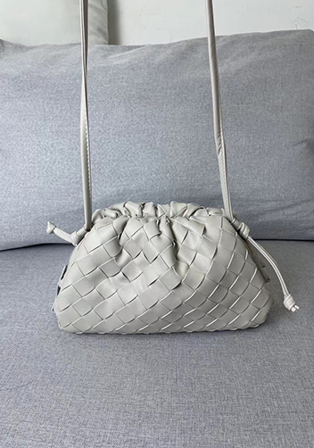 Dina Woven Leather Clutch Shoulder Small Bag Cream