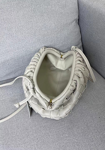 Dina Woven Leather Clutch Shoulder Small Bag Cream