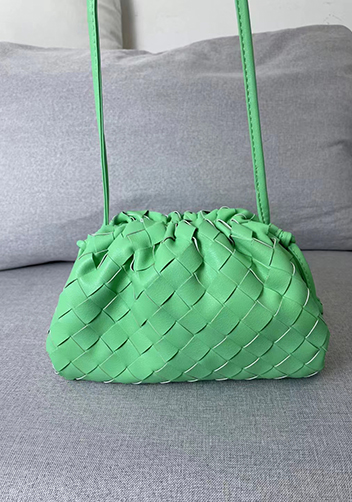 Dina Woven Leather Clutch Shoulder Small Bag Green