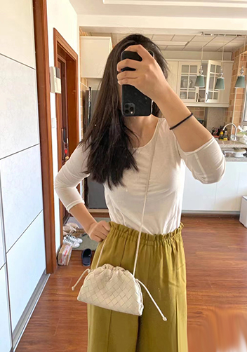 Dina Woven Leather Clutch Shoulder Small Bag Green