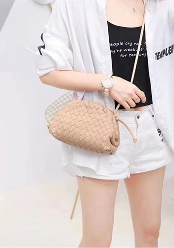 Dina Woven Leather Clutch Shoulder Small Bag Green