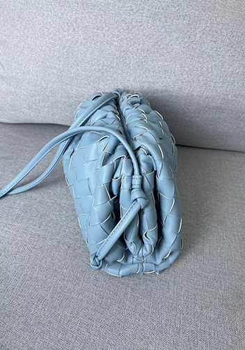 Dina Woven Leather Clutch Shoulder Small Bag Light Blue