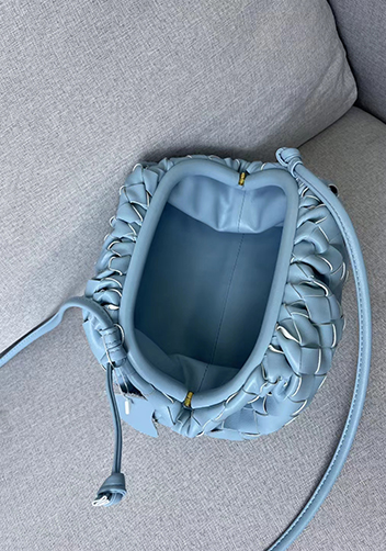 Dina Woven Leather Clutch Shoulder Small Bag Light Blue