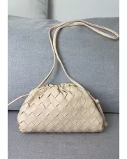 Dina Woven Leather Clutch Shoulder Small Bag Light Pink