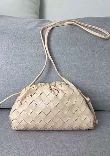 Dina Woven Leather Clutch Shoulder Small Bag Light Pink