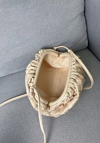 Dina Woven Leather Clutch Shoulder Small Bag Light Pink