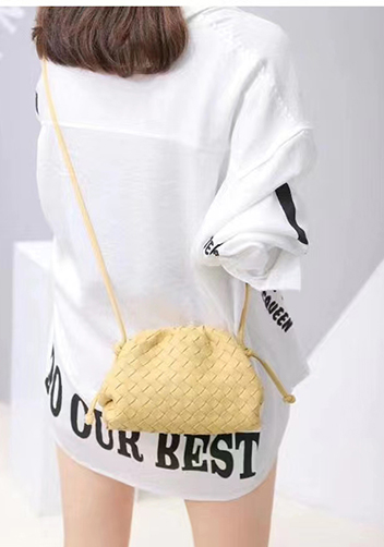 Dina Woven Leather Clutch Shoulder Small Bag Light Pink