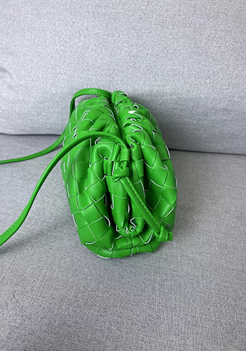 Dina Woven Leather Clutch Shoulder Small Bag Parakeet Green