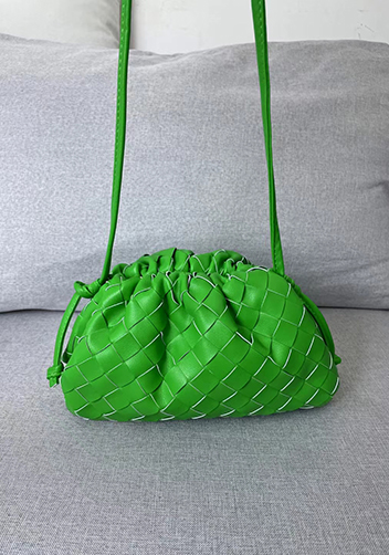 Dina Woven Leather Clutch Shoulder Small Bag Parakeet Green