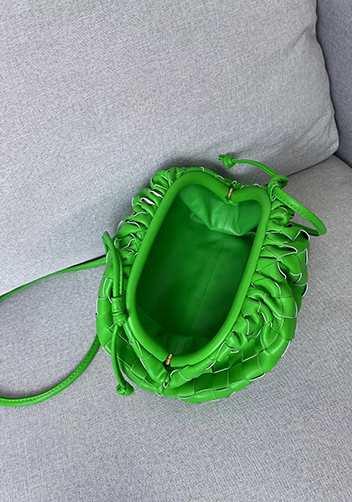 Dina Woven Leather Clutch Shoulder Small Bag Parakeet Green