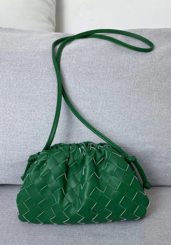 Dina Woven Leather Clutch Shoulder Small Bag Racing Green