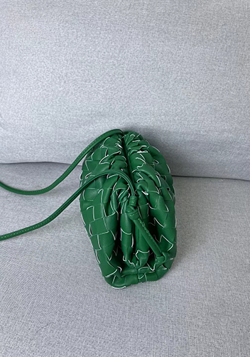 Dina Woven Leather Clutch Shoulder Small Bag Racing Green