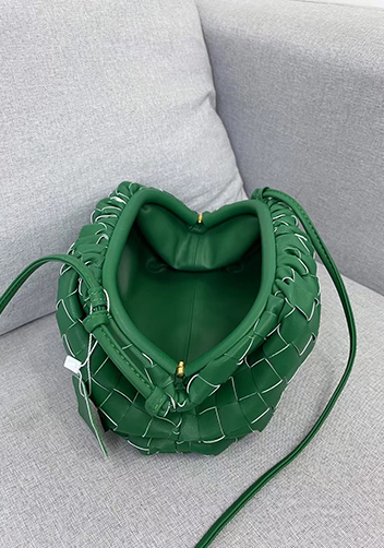 Dina Woven Leather Clutch Shoulder Small Bag Racing Green