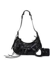 The Route 66 Small Faux Leather Shoulder Bag Black