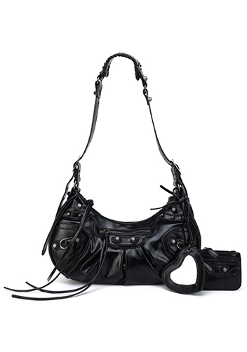 The Route 66 Small Faux Leather Shoulder Bag Black
