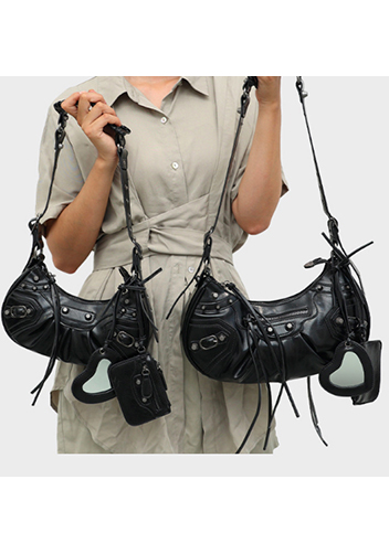 The Route 66 Small Faux Leather Shoulder Bag Black