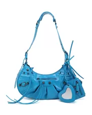 The Route 66 Small Faux Leather Shoulder Bag Blue