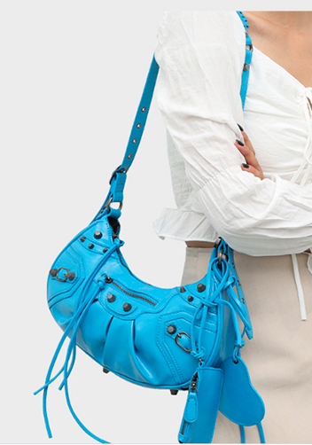 The Route 66 Small Faux Leather Shoulder Bag Blue