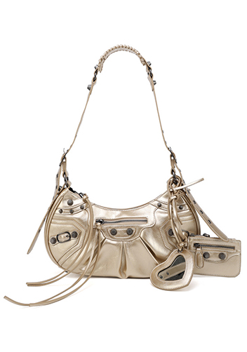 The Route 66 Small Faux Leather Shoulder Bag Gold