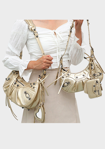 The Route 66 Small Faux Leather Shoulder Bag Gold