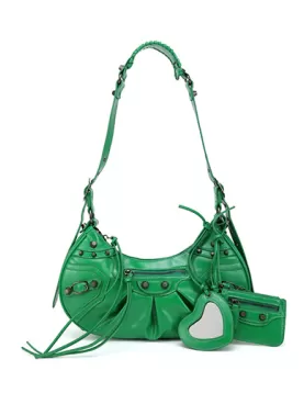 The Route 66 Small Faux Leather Shoulder Bag Green