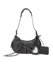 The Route 66 Small Faux Leather Shoulder Bag Grey