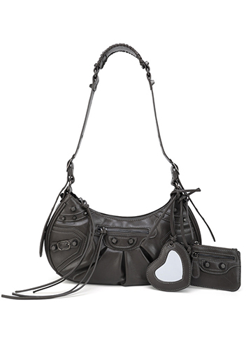 The Route 66 Small Faux Leather Shoulder Bag Grey