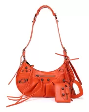 The Route 66 Small Faux Leather Shoulder Bag Orange