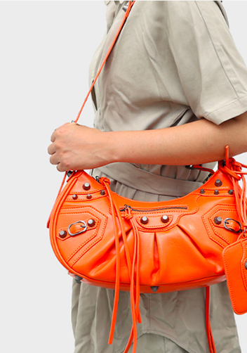 The Route 66 Small Faux Leather Shoulder Bag Orange