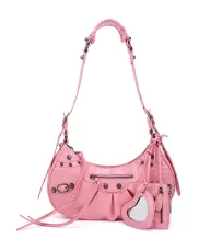 The Route 66 Small Faux Leather Shoulder Bag Pink
