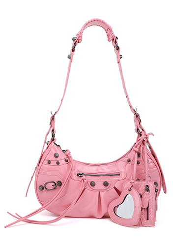 The Route 66 Small Faux Leather Shoulder Bag Pink