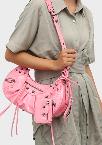 The Route 66 Small Faux Leather Shoulder Bag Pink