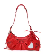 The Route 66 Small Faux Leather Shoulder Bag Red