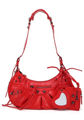 The Route 66 Small Faux Leather Shoulder Bag Red