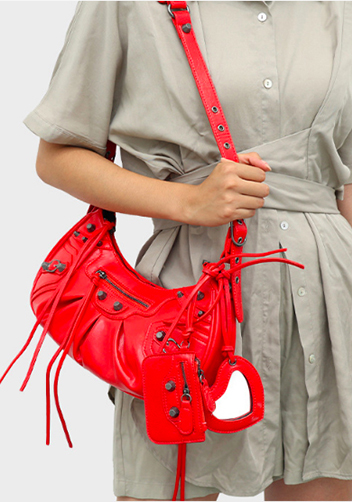 The Route 66 Small Faux Leather Shoulder Bag Red