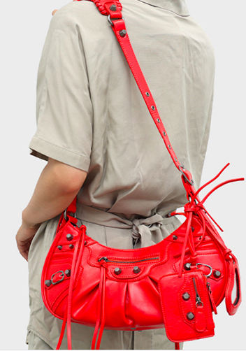 The Route 66 Small Faux Leather Shoulder Bag Red