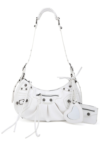 The Route 66 Small Faux Leather Shoulder Bag White