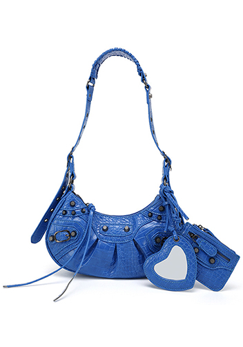 The Route 66 XS Croc Effect Faux Leather Shoulder Bag Electric Blue