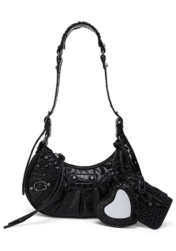 The Route 66 XS Croc Effect Faux Leather Shoulder Bag Black