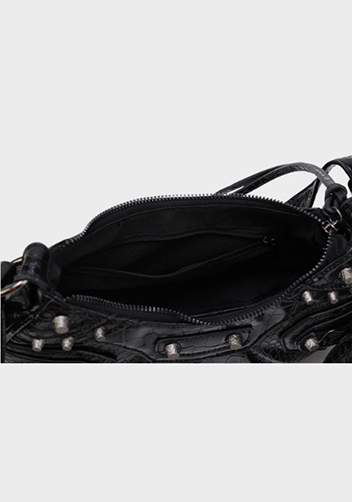 The Route 66 XS Croc Effect Faux Leather Shoulder Bag Black