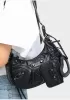 The Route 66 XS Croc Effect Faux Leather Shoulder Bag Black