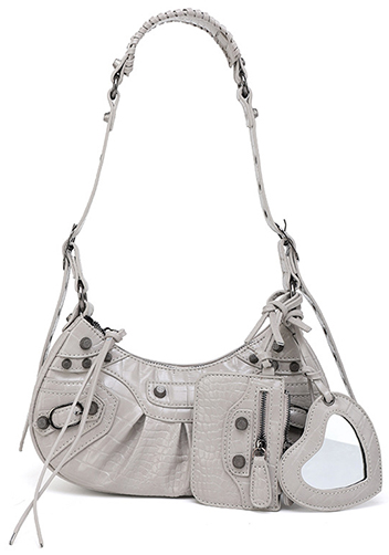 The Route 66 XS Croc Effect Faux Leather Shoulder Bag Grey